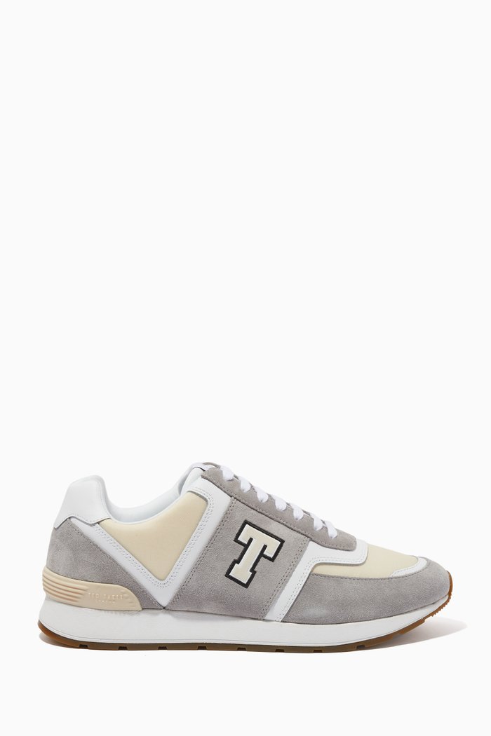 

Retro T Runner Shoes in Leather, Grey