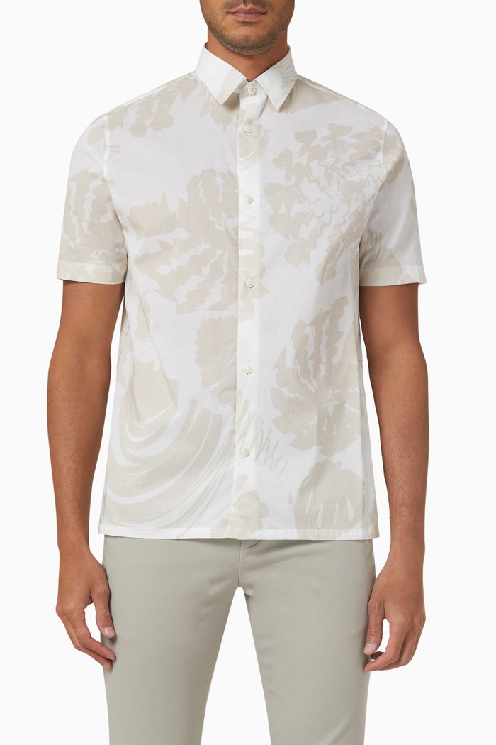 

Velmere Shell Print Shirt in Cotton, White