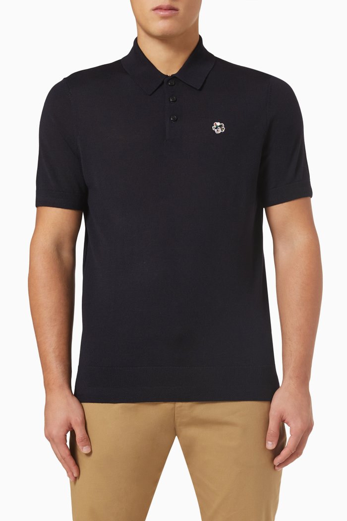 

Haworth Knitted Polo in Merino Wool, Blue