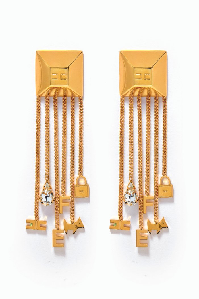 

Maxi Charm Chain Drop Earrings, Gold