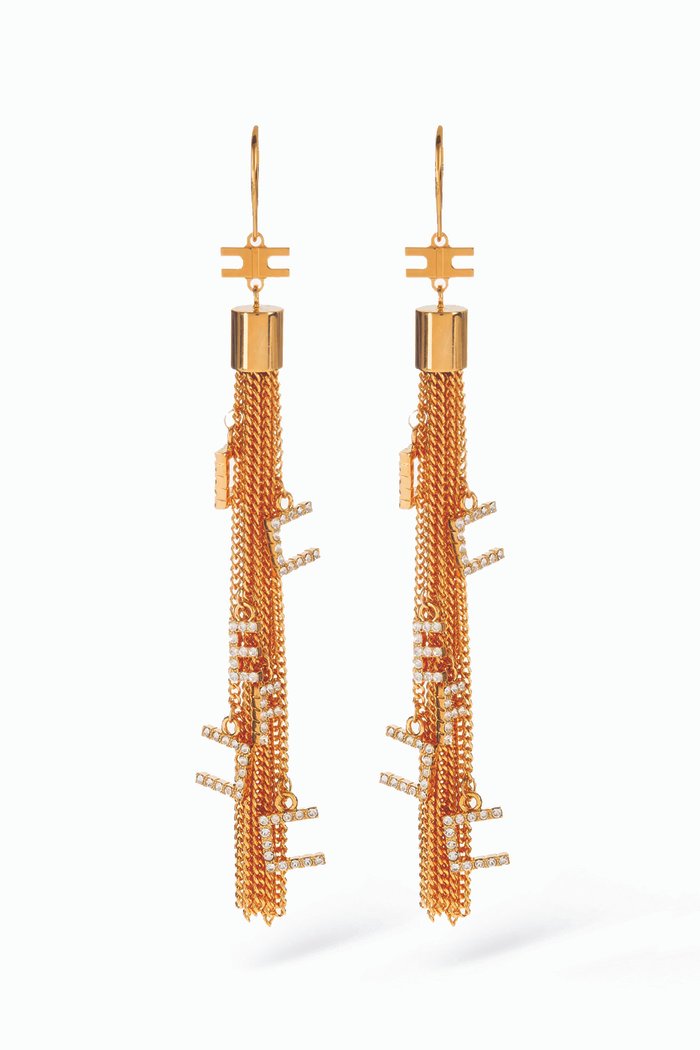 

Charms & Tassel Drop Earrings, Gold