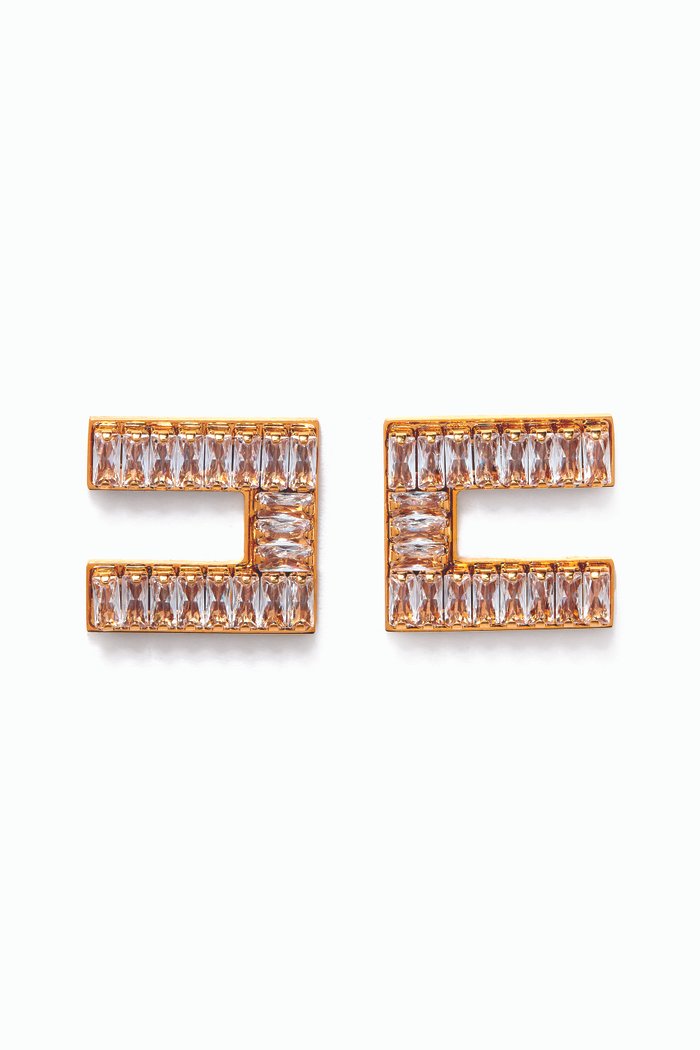 

Rhinestone Stud Earrings, Gold