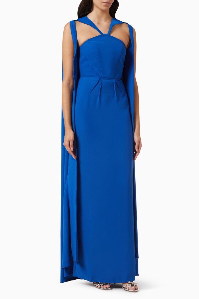 

Cape Gown in Crepe, Blue