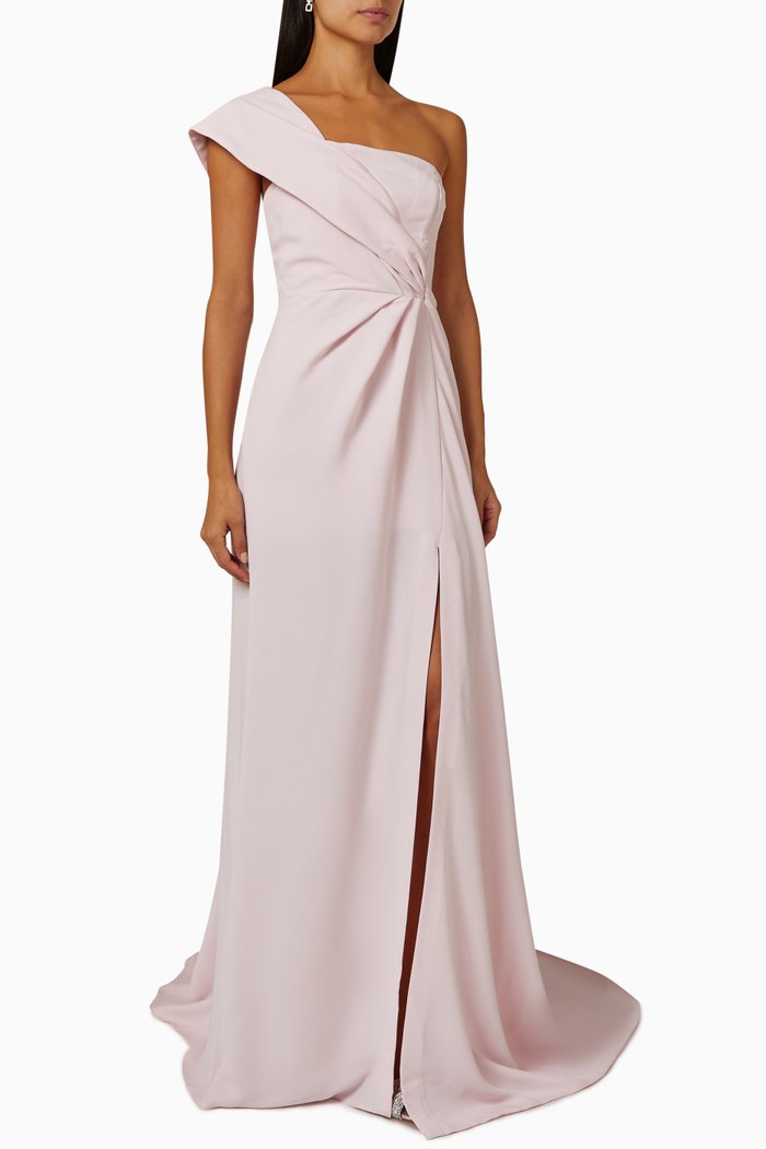 

One-shoulder Gown in Satin, Pink