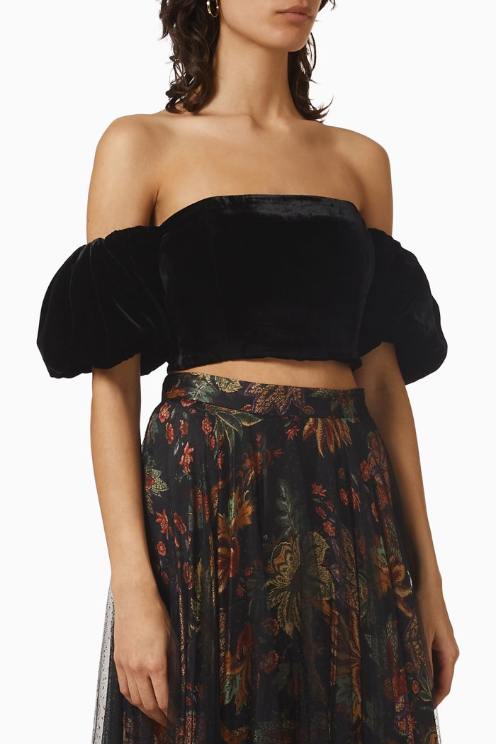 

Wethersfield Crop Top in Velvet, Black
