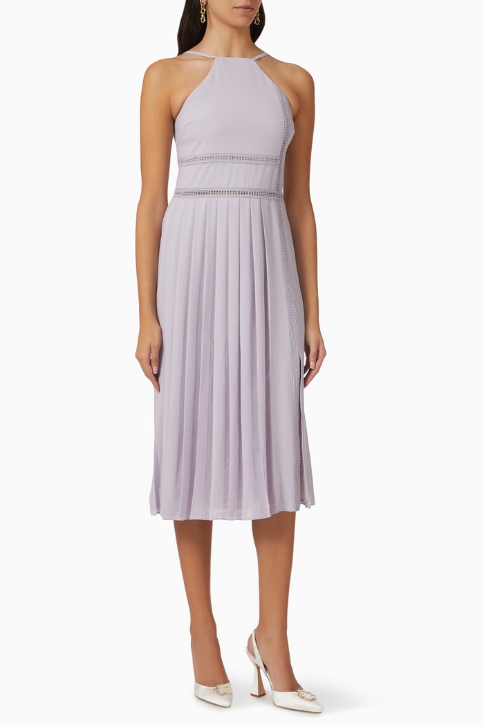Camylie Pleated Midi Dress, Purple