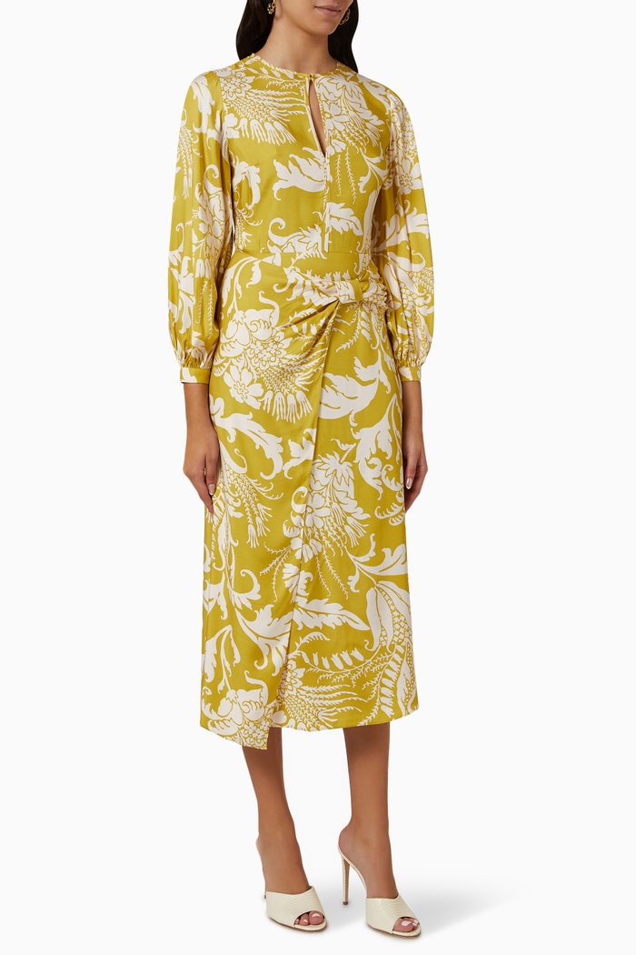 

Saraiy Printed Sarong Detail Midi Dress, Yellow
