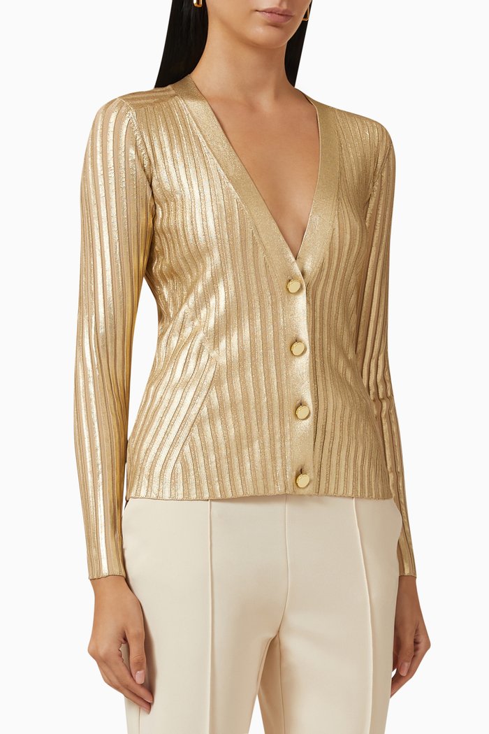 

Daniah Foil-printed Cardigan in Viscose-blend Knit, Neutral