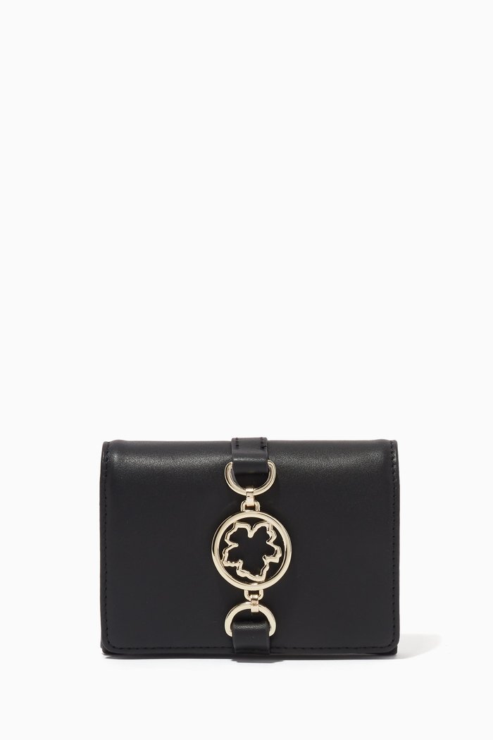 

Small Kensen Magnolia Purse in Leather, Black