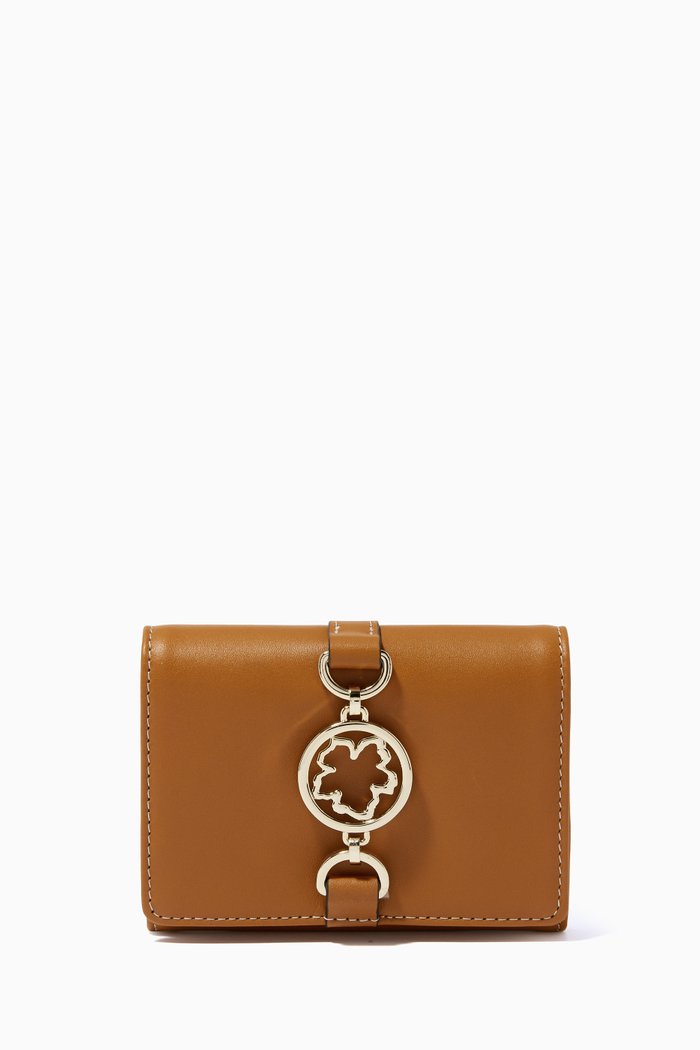

Small Kensen Magnolia Purse in Leather, Brown