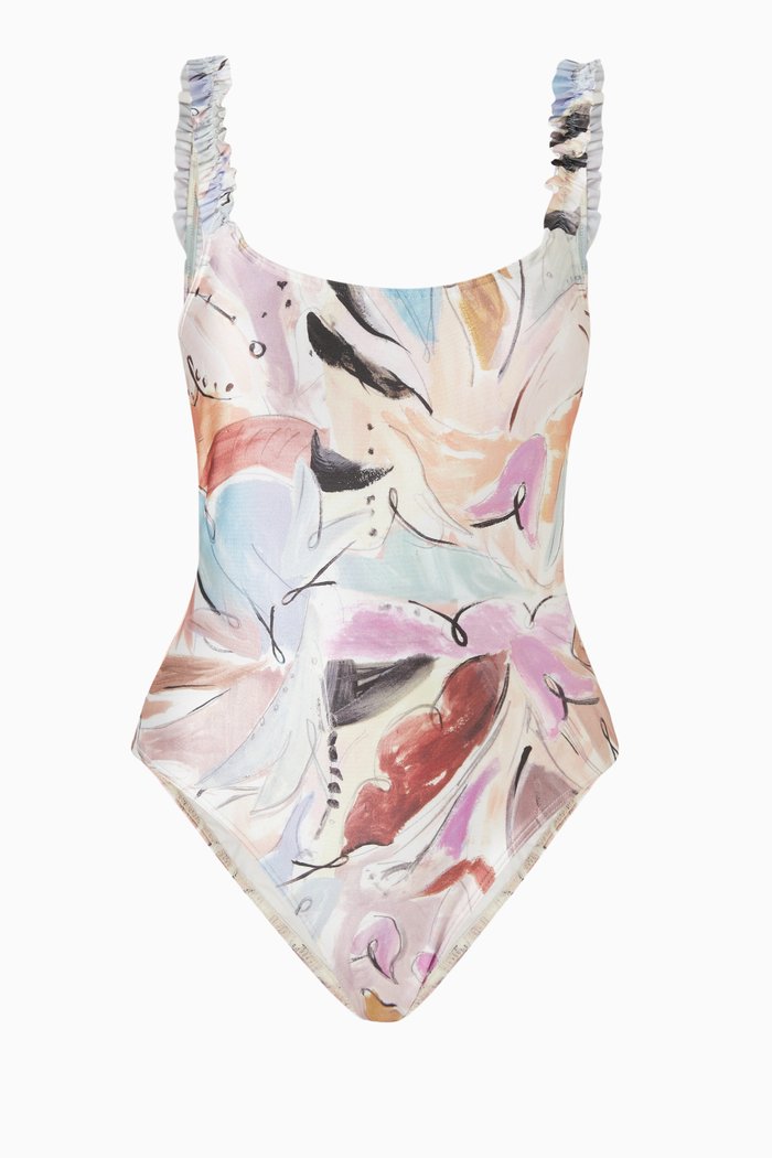 

Jenaiy Frill One-piece Swimming Suit in Stretch Fabric, Neutral