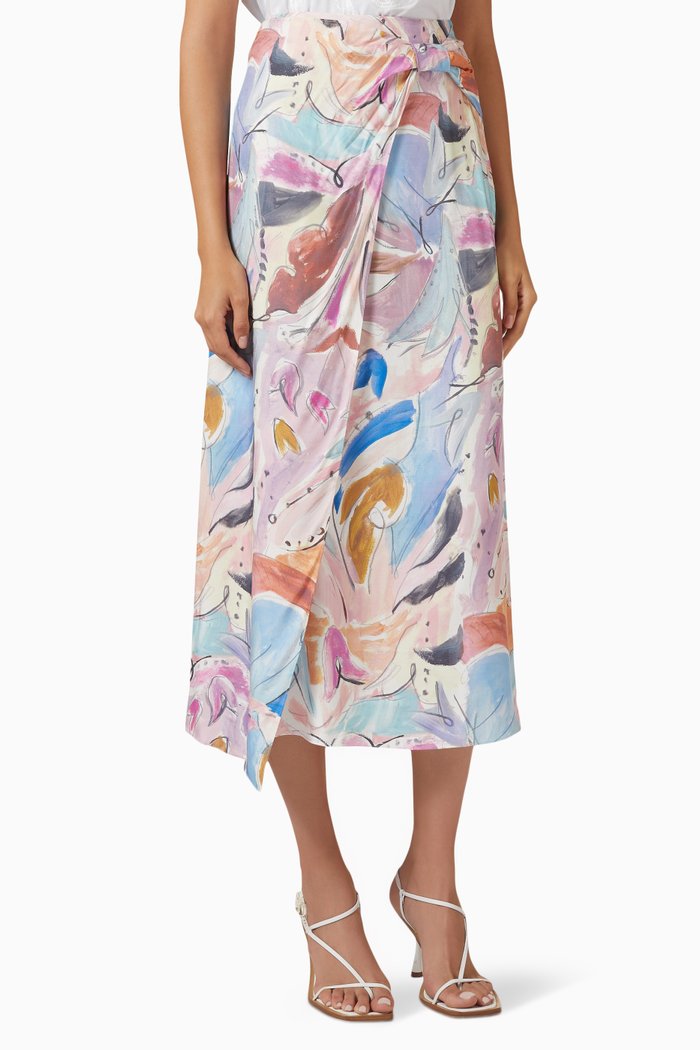 

Kiylie Asymmetric Twist Skirt in Viscose, Neutral