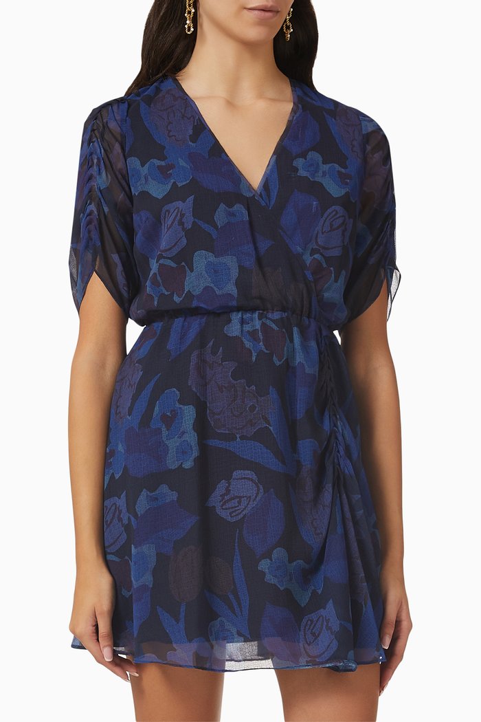 

Juleah Mini Dress in Chiffon, Blue