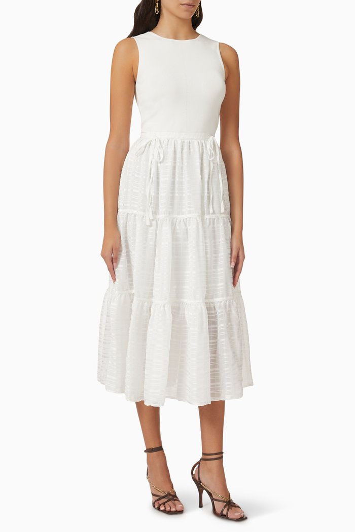 

Skylir Tiered Midi Dress, Neutral