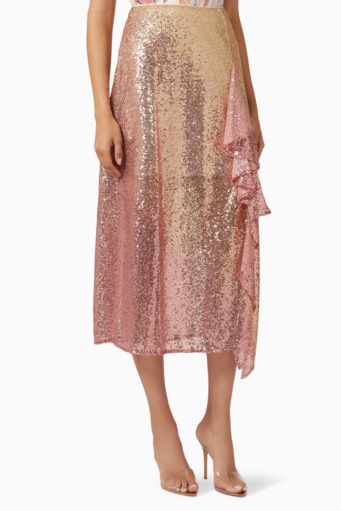 

Velina Ombre Sequinned Midi Skirt, Pink