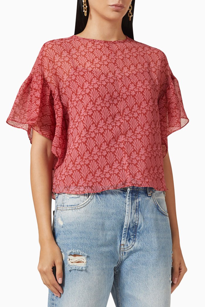 

Mariy Boxy Top in Georgette, Red