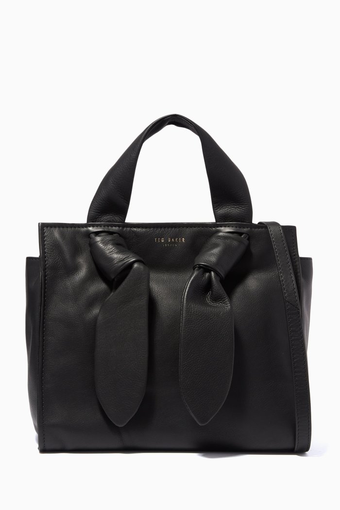 

Nyahl Bow Tote Bag in Leather, Black
