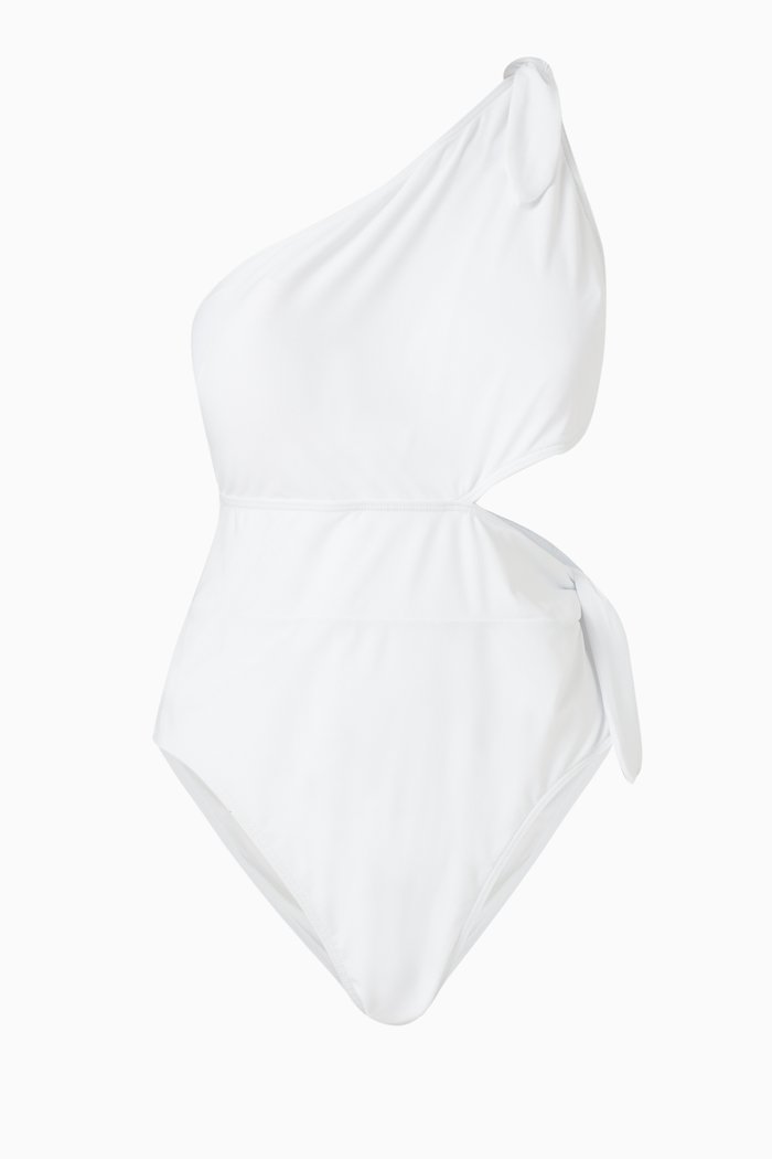 

Astile Tie Side One-Piece Swimsuit in Stretch Fabric, White