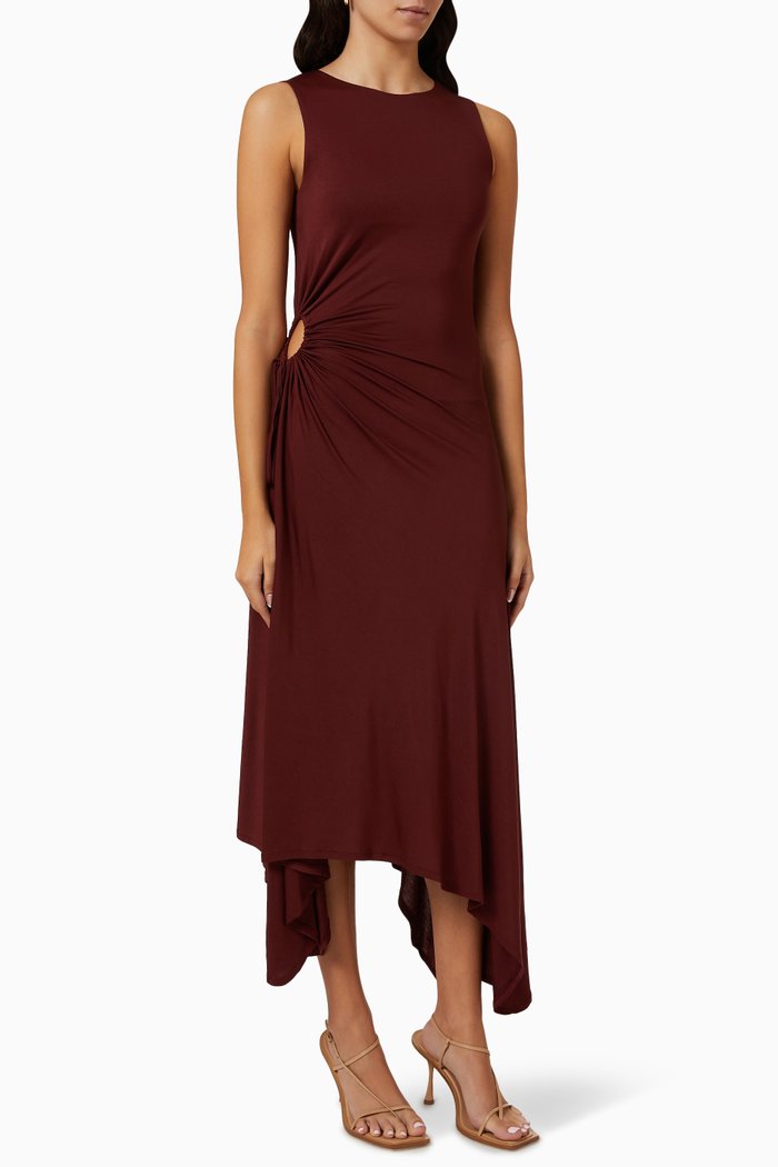 

Giullia Circle Cut-out Maxi Dress in Jersey, Brown