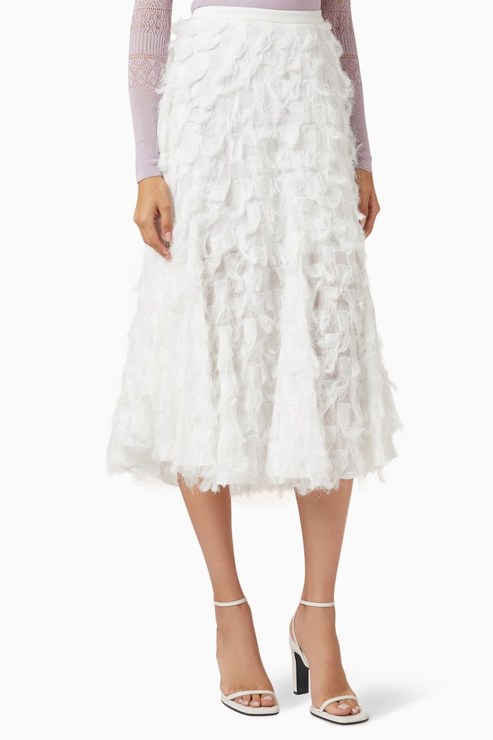

Rozalei Clipped Godet Midi Skirt, White