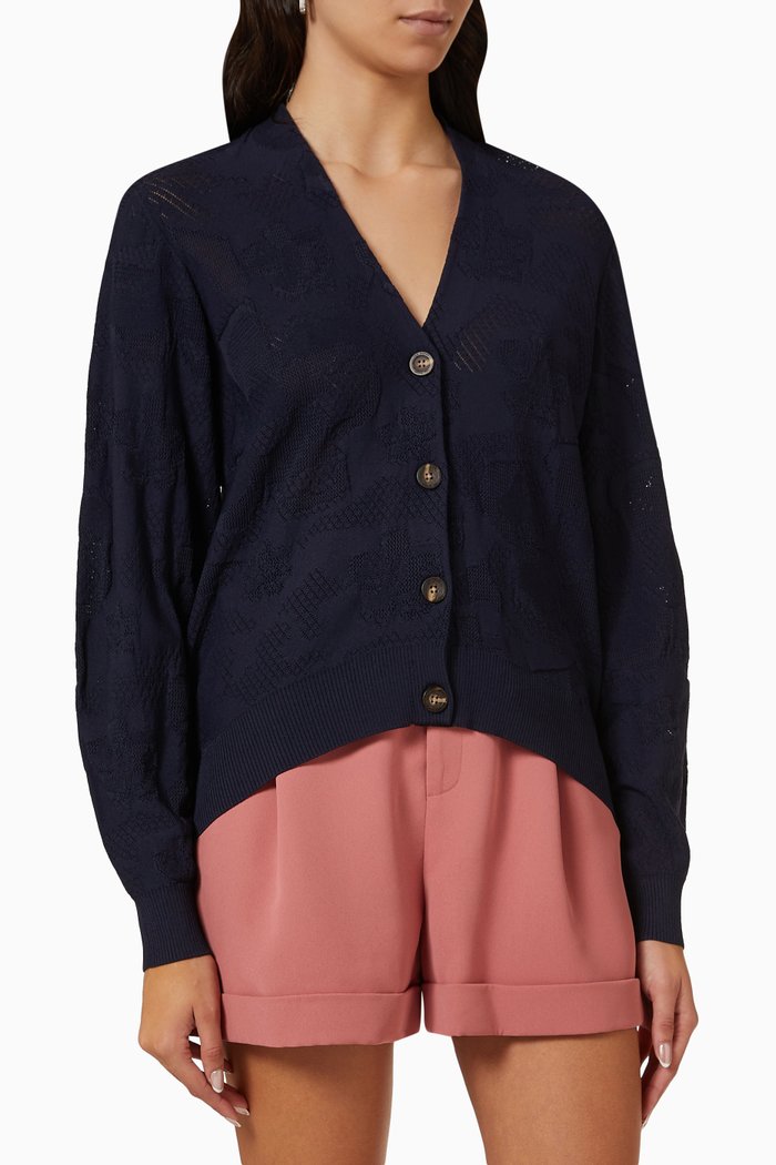 

Aubreh Boxy Jacquard Sweater, Blue