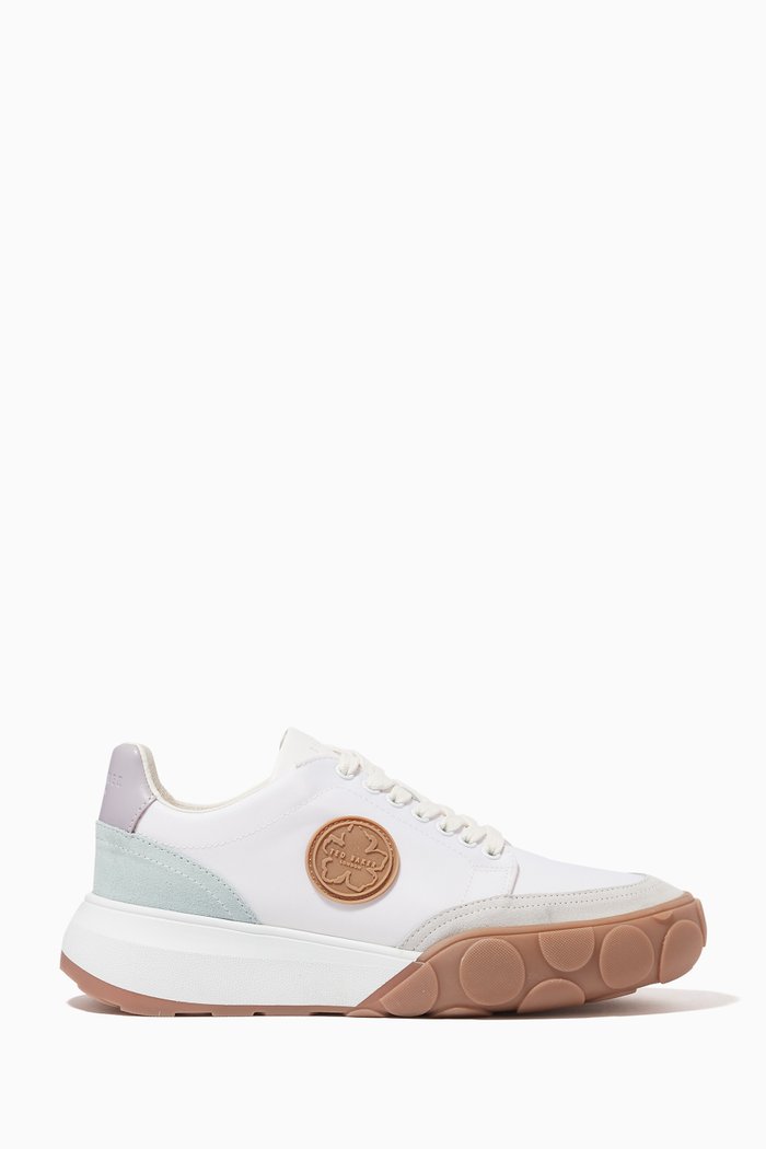 

Acey Chunky Sole Magnolia Sneakers in Leather, White