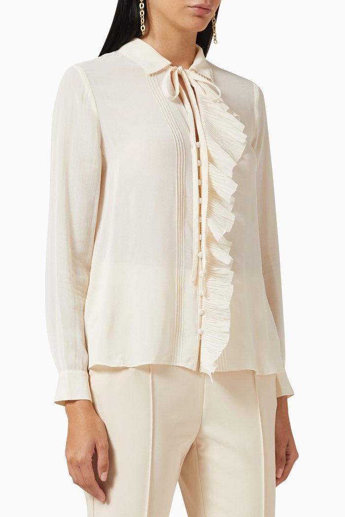 

Thelmah Ruffle Blouse in Viscose, Neutral