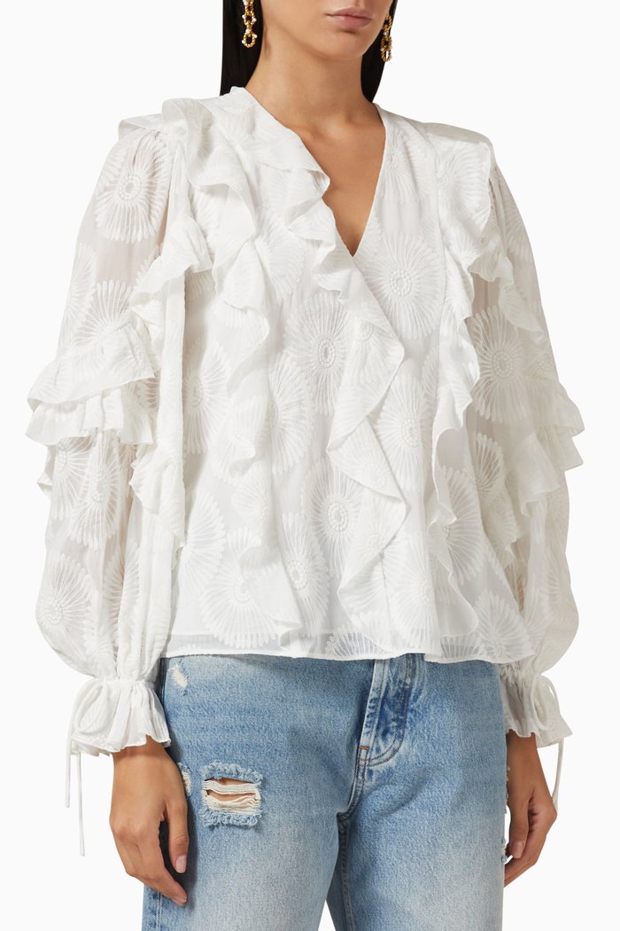 

Janeio Floral Embroidered Blouse, White