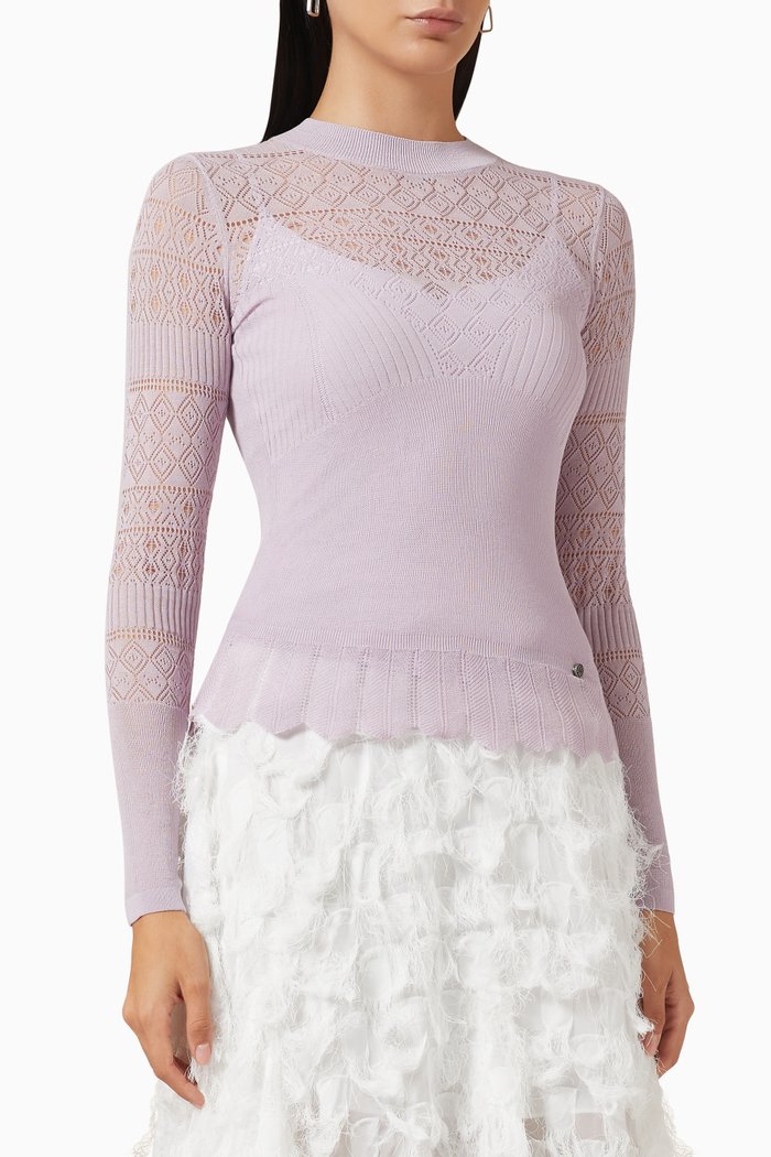 

Hilen Top in Knit Lace, Purple