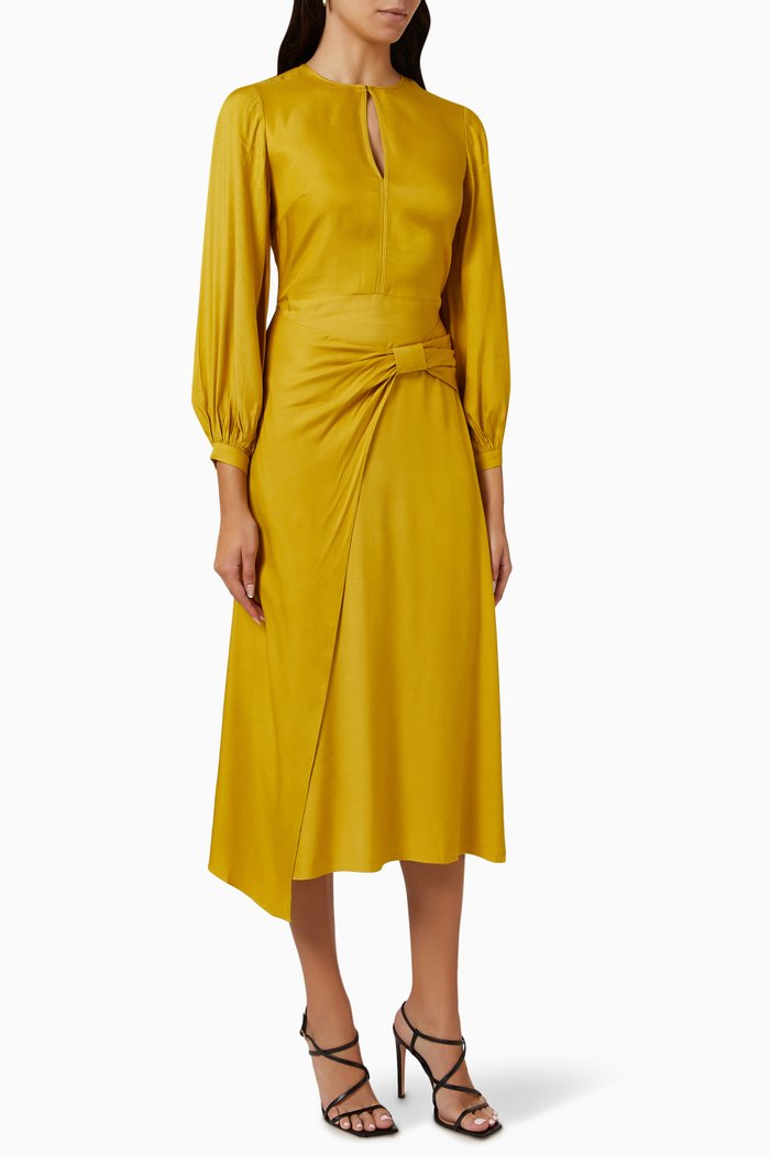 

Stefany Sarong Detail Midi Dress, Yellow