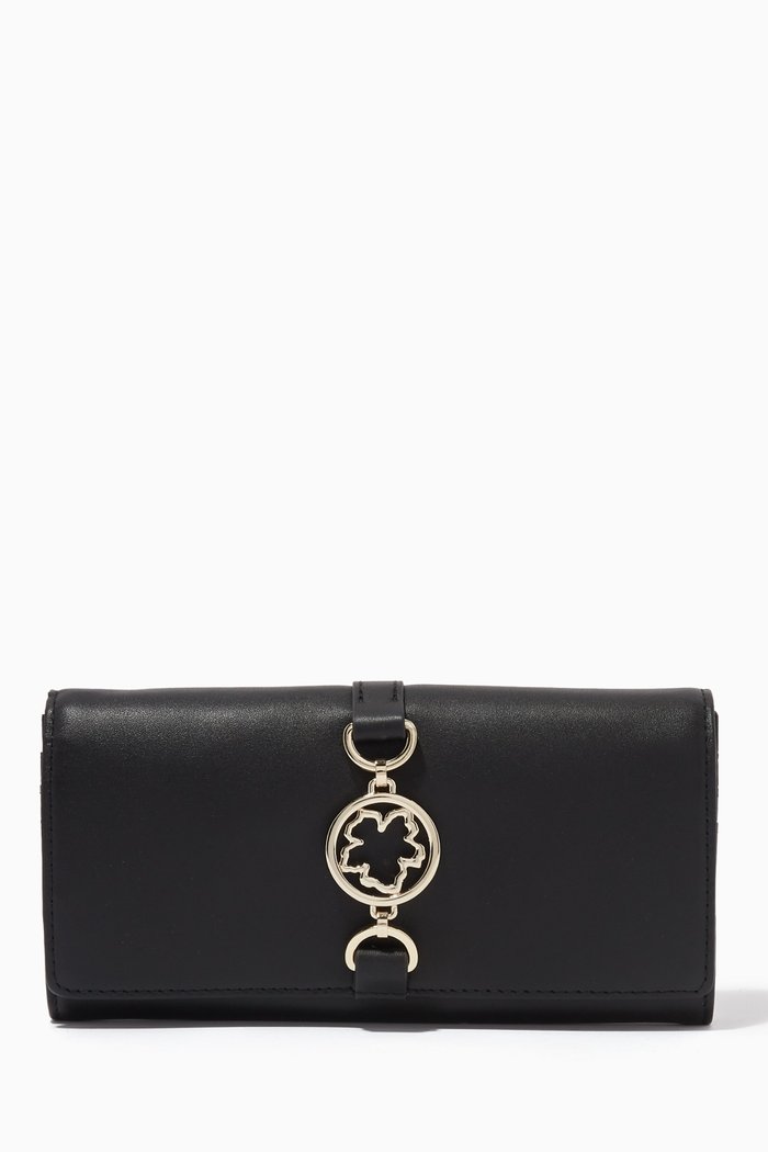 

Large Kensita Magnolia Purse in Leather, Black