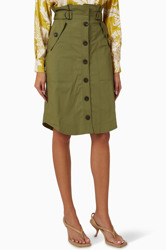 

Siyanne Paperbag Button Through Midi Skirt, Brown