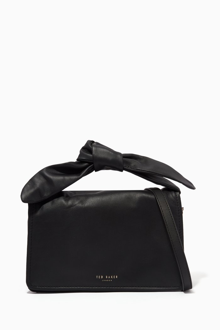 

Nyalina Soft Knot Bow Crossbody Bag in Leather, Black