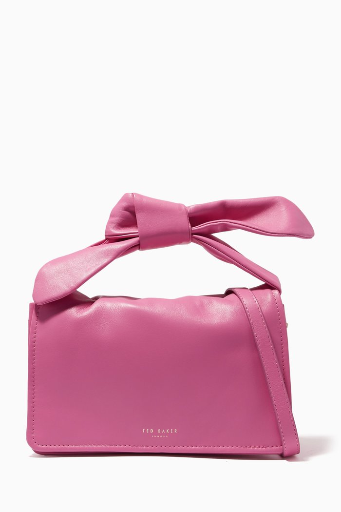 

Nyalina Soft Knot Bow Crossbody Bag in Leather, Pink