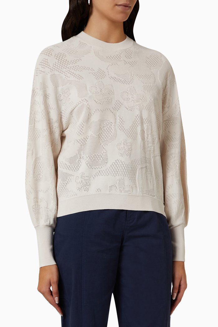 Aziylea Magnolia Jacquard Sweater, Neutral