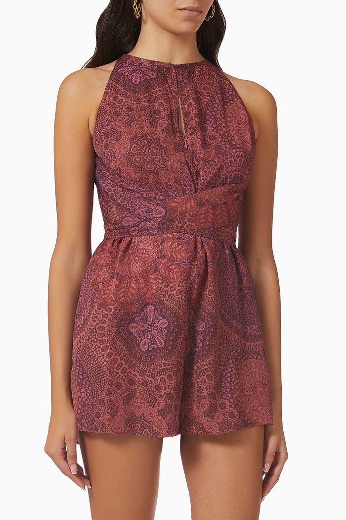 

Odesia Halter Neck Wrap Playsuit, Red