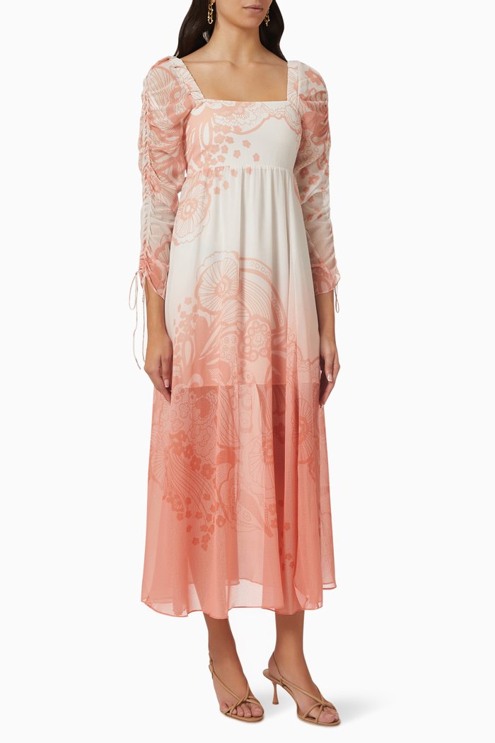 

Alicei Midi Dress in Crinkled Crepe, Pink