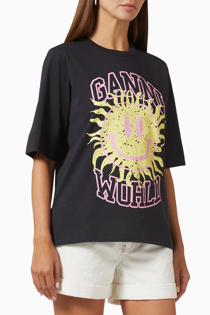 

Smiley Oversized T-shirt in Organic Cotton-jersey, Blue