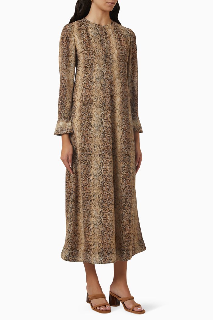 

Snake-print Maxi Dress in Crepe, Brown
