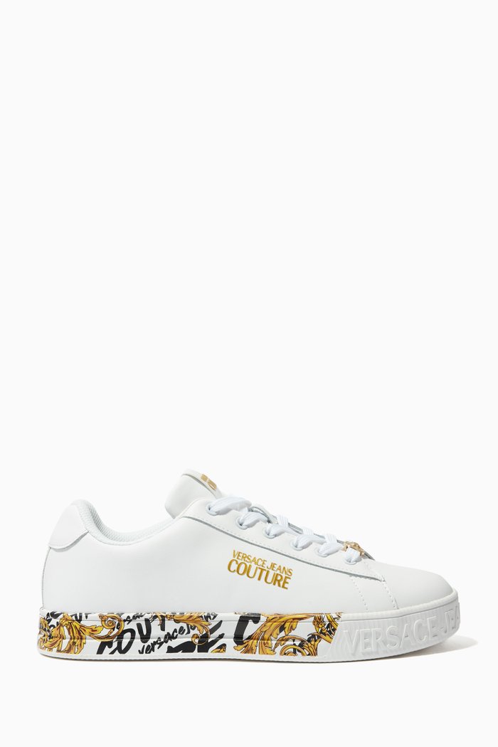 

Logo Brush Couture Court 88 Sneakers in Leather & PU, White