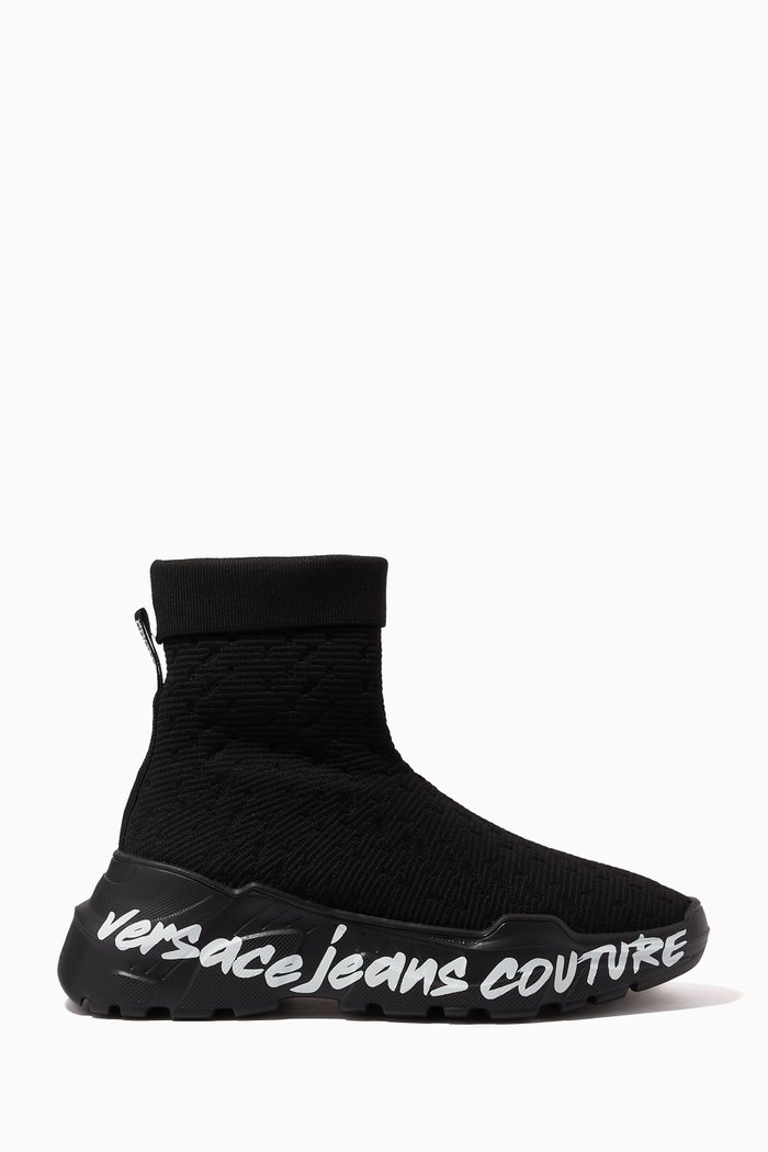 

Logo Speedtrack Sneakers in Sock-knit, Black