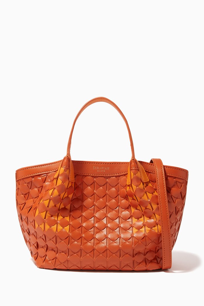 

x Sara Al Tamimi Mini Secret Tote Bag in Mosaico Nappa, Orange