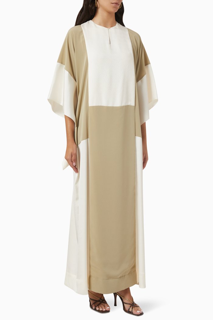 

Colour-block Kaftan in Silk, Green