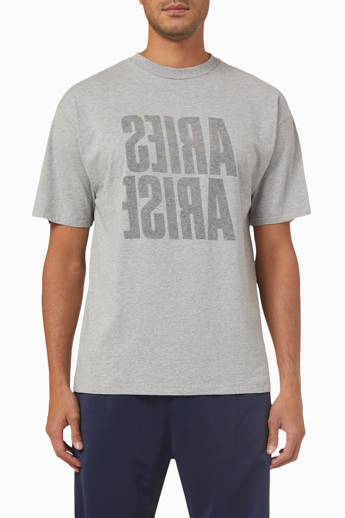 

Printed T-shirt in Cotton Jersey, Grey