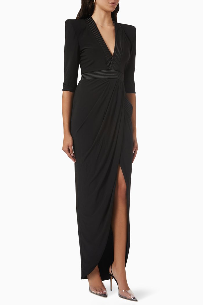

Eye of Horus Gown in Stretch Jersey, Black