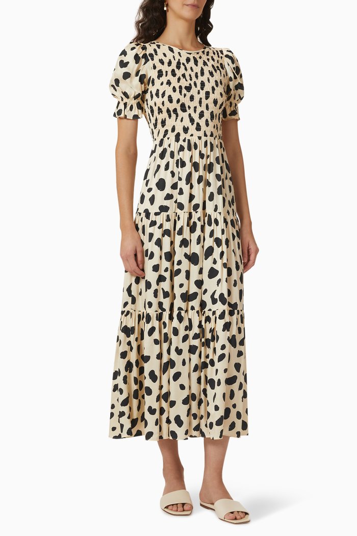 

Persphone Shirred Midi Dress in Ecovero-viscose, Multicolour