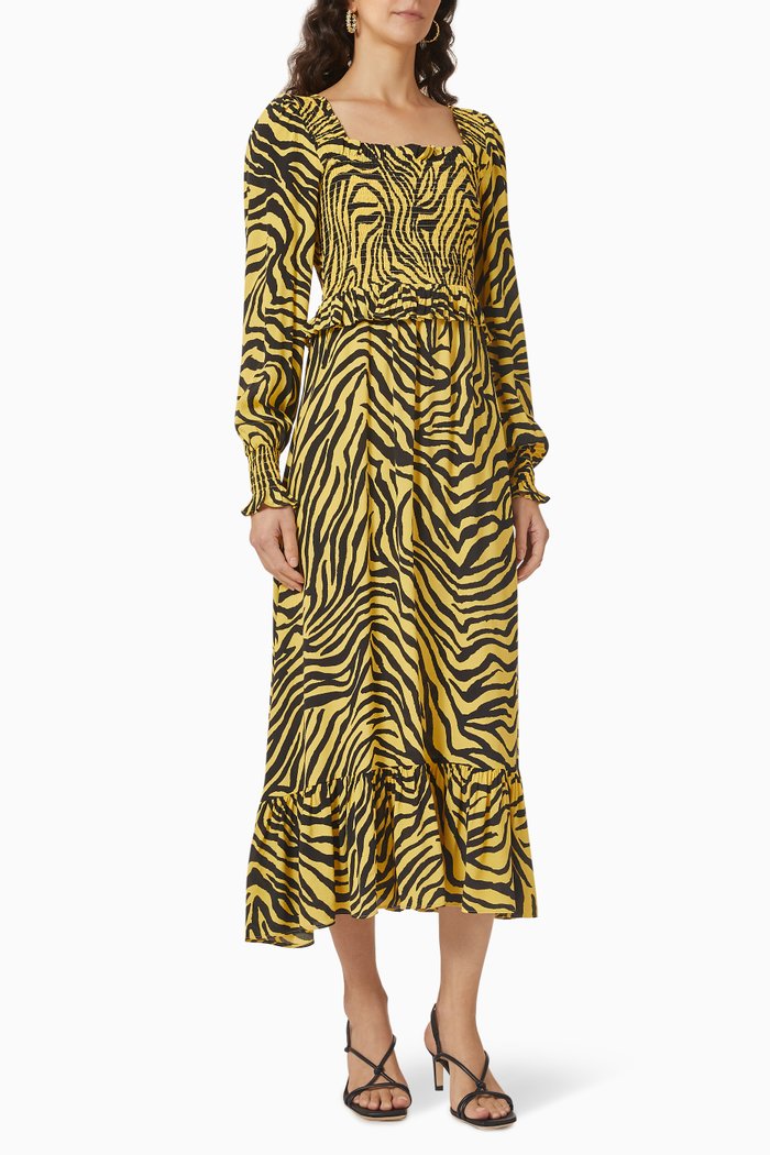 

Lauren Shirred Midi Dress in Ecovero-viscose, Yellow