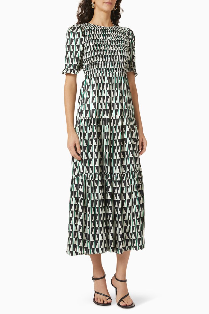 

Gracie Shirred Midi Dress in Ecovero-viscose, Green