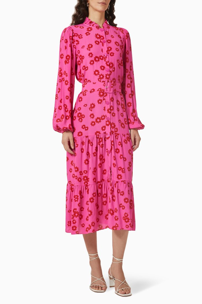 

Lori Belted Shirt Midi Dress in Ecovero-viscose, Pink