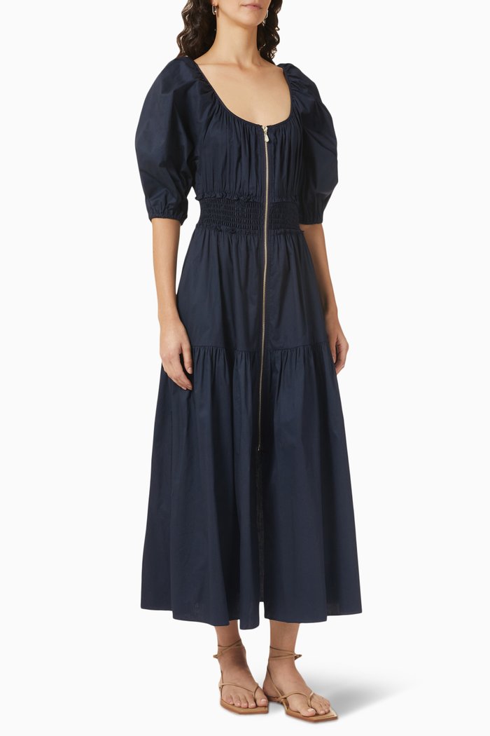 Beatrix Midi Dress in Cotton-twill, Blue